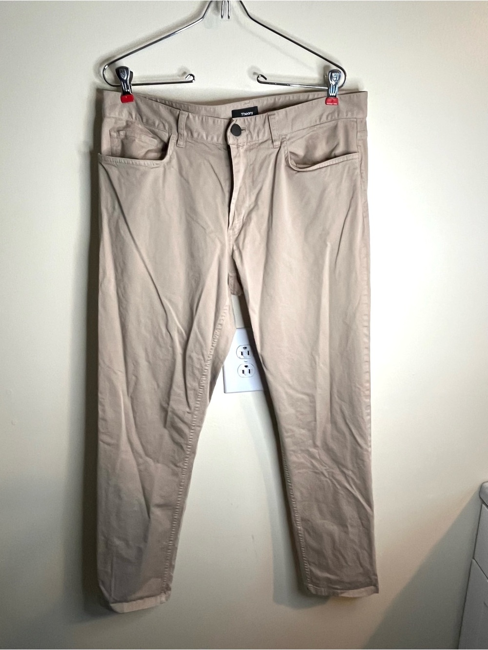 Theory Men's Beige Khaki Chino Pants Minimalist